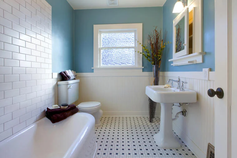 Badkamer in een blauwe kleur